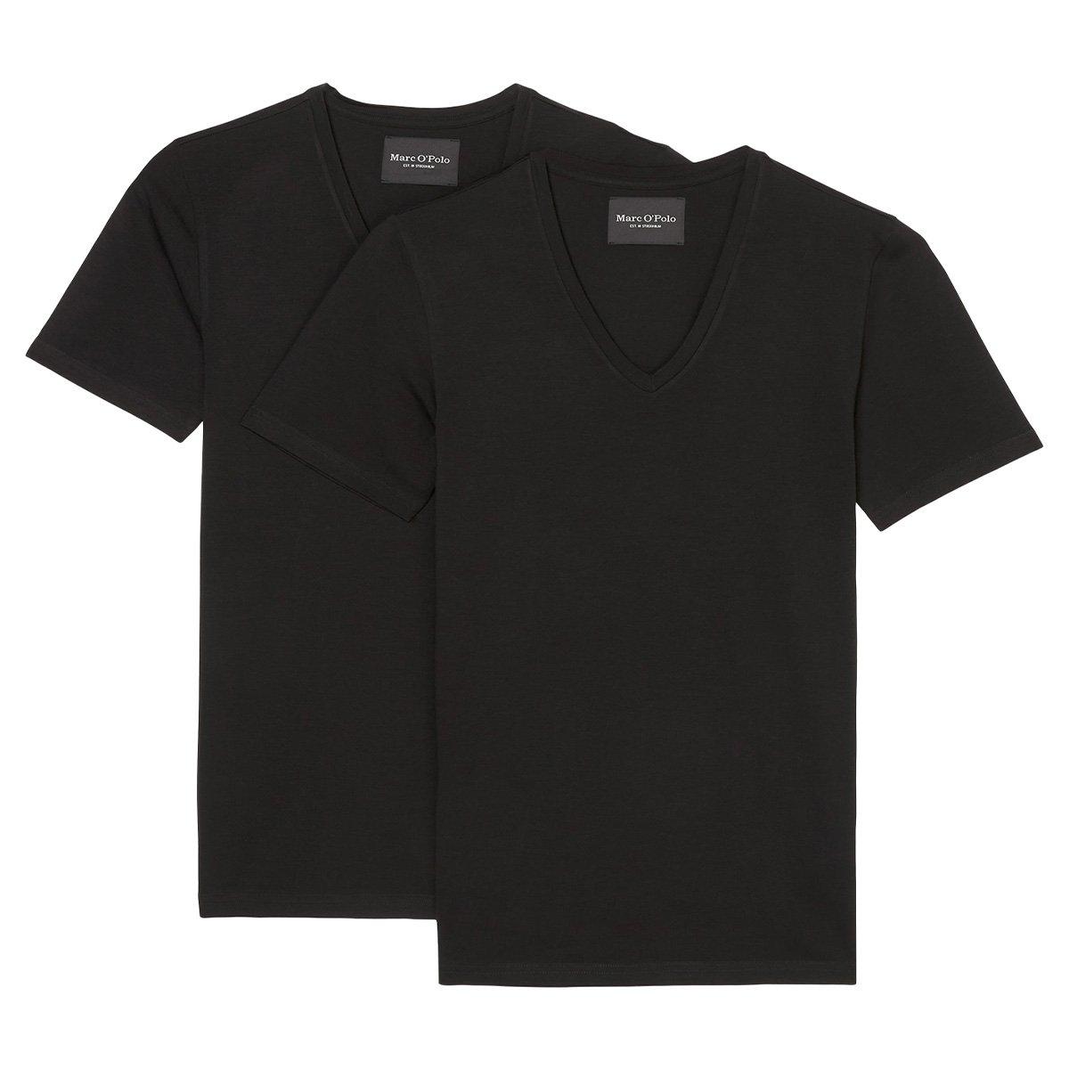 Marc O'Polo - 2er Pack Essentials Organic Cotton Unterhemd / Shirt Langarm, für Herren, Schwarz, Größe M von Marc O'Polo