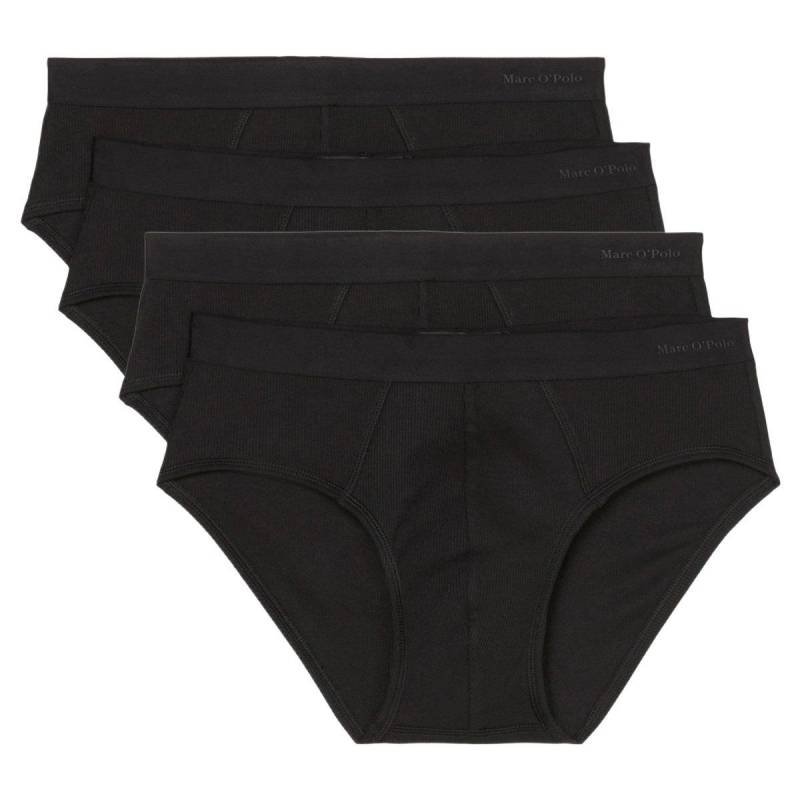 Marc O'Polo - 4er Pack Iconic Rib Organic Cotton Slip / Unterhose, für Herren, Schwarz, Größe M von Marc O'Polo