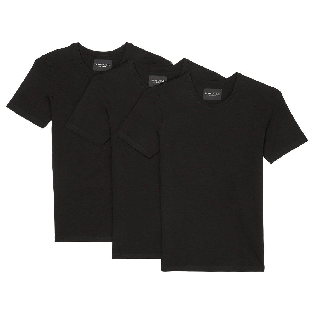 3er Pack Essentials Organic Cotton - Unterhemd Shirt Langarm Herren Schwarz S von Marc O'Polo