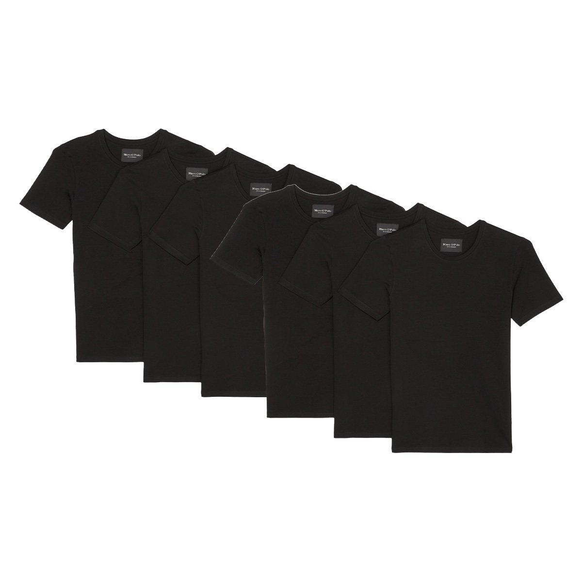 Marc O'Polo - 6er Pack Essentials Organic Cotton Unterhemd / Shirt Langarm, für Herren, Schwarz, Größe S von Marc O'Polo