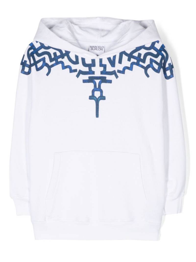 Marcelo Burlon County Of Milan Kids Graffiti Wings oversized hoodie - White von Marcelo Burlon County Of Milan Kids