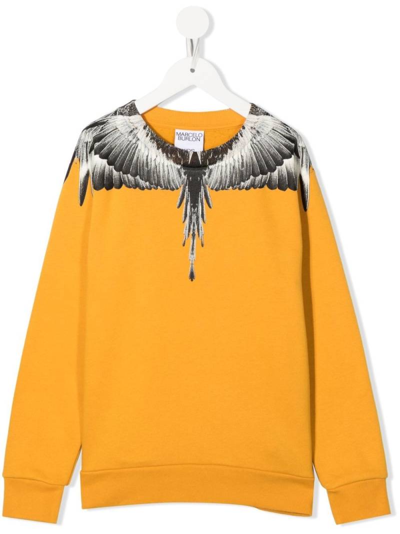 Marcelo Burlon County Of Milan Kids Icon Wings crew-neck sweatshirt - Yellow von Marcelo Burlon County Of Milan Kids