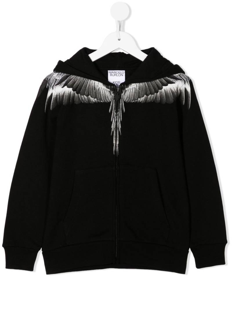 Marcelo Burlon County Of Milan Kids Icon Wings zip-up hoodie - Black von Marcelo Burlon County Of Milan Kids