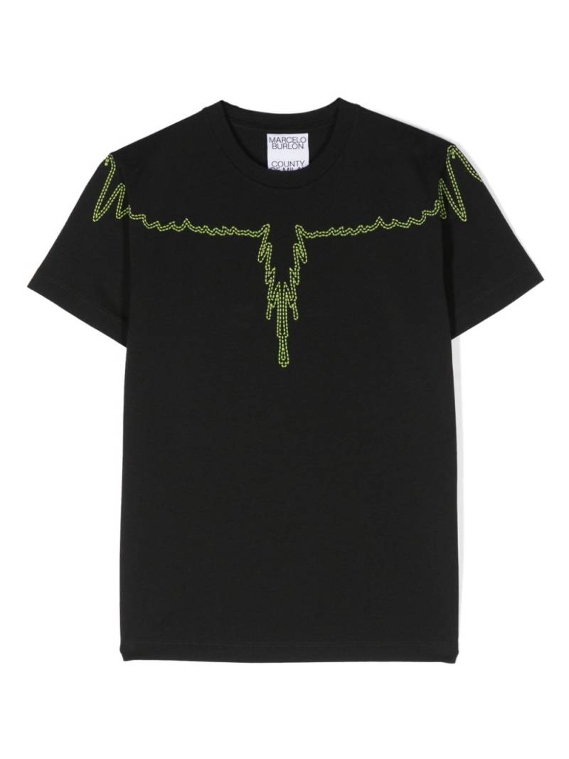 Marcelo Burlon County Of Milan Kids Stitch Wings cotton T-shirt - Black von Marcelo Burlon County Of Milan Kids