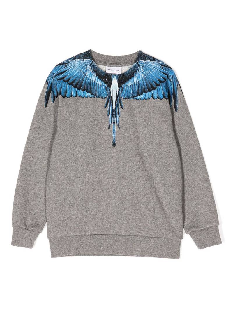 Marcelo Burlon County Of Milan Kids Wings-print cotton-blend sweatshirt - Grey von Marcelo Burlon County Of Milan Kids