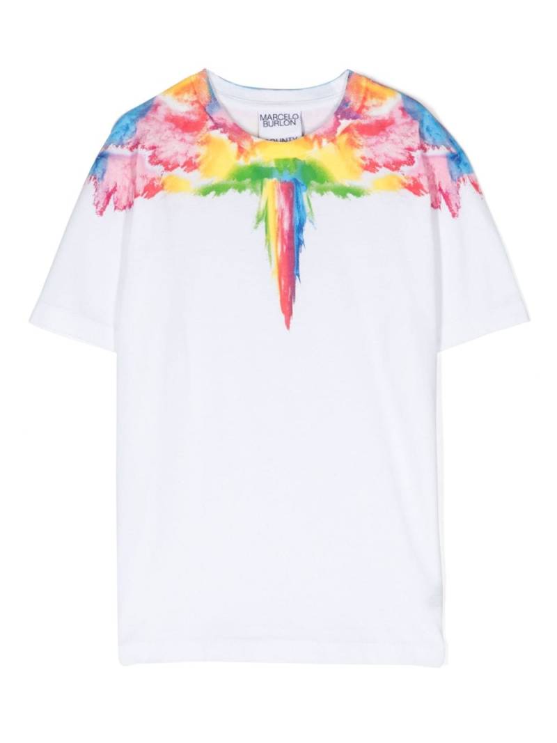 Marcelo Burlon County Of Milan Kids Wings-print organic-cotton T-shirt - White von Marcelo Burlon County Of Milan Kids