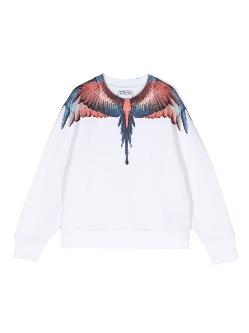 Marcelo Burlon County Of Milan Kids Wings-print organic-cotton sweatshirt - White von Marcelo Burlon County Of Milan Kids