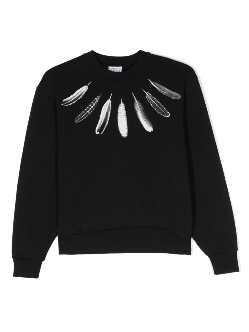 Marcelo Burlon County Of Milan Kids feather-print cotton sweatshirt - Black von Marcelo Burlon County Of Milan Kids