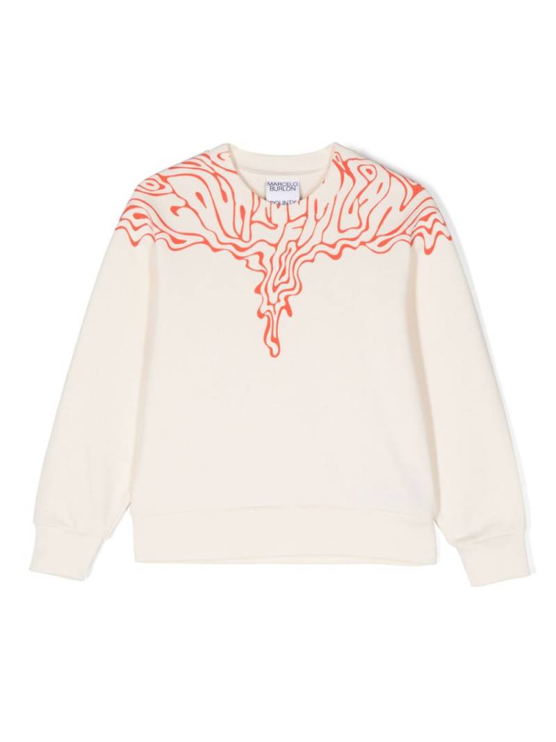 Marcelo Burlon County Of Milan Kids graphic-print cotton sweatshirt - Neutrals von Marcelo Burlon County Of Milan Kids