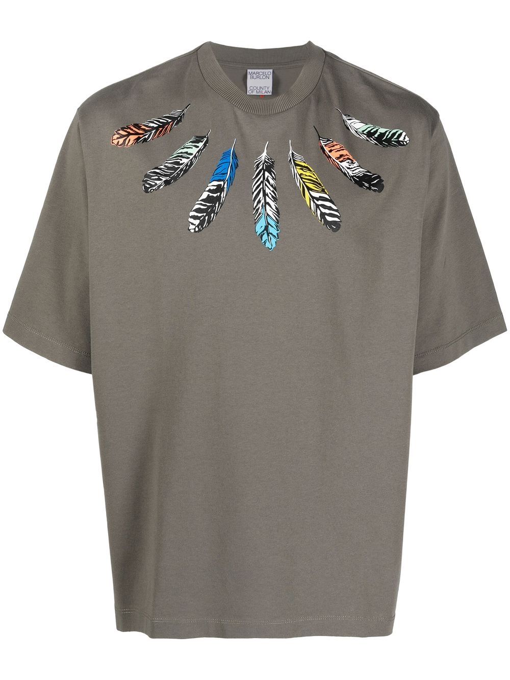 Marcelo Burlon County of Milan feathers detail T-shirt - Grey von Marcelo Burlon County of Milan