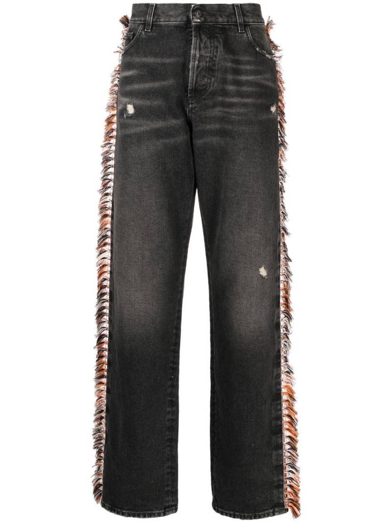 Marcelo Burlon County of Milan fringe-detail straight-leg jeans - Black von Marcelo Burlon County of Milan