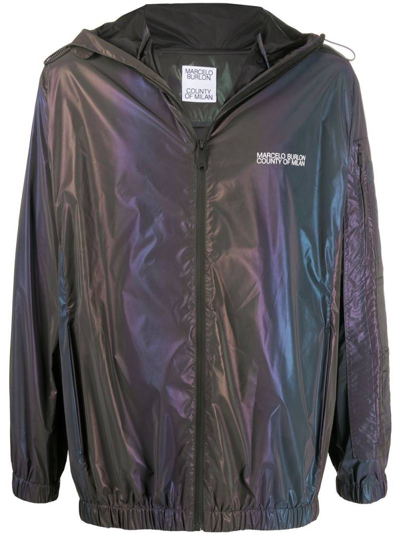 Marcelo Burlon County of Milan iridescent lightweight hooded jacket - Black von Marcelo Burlon County of Milan