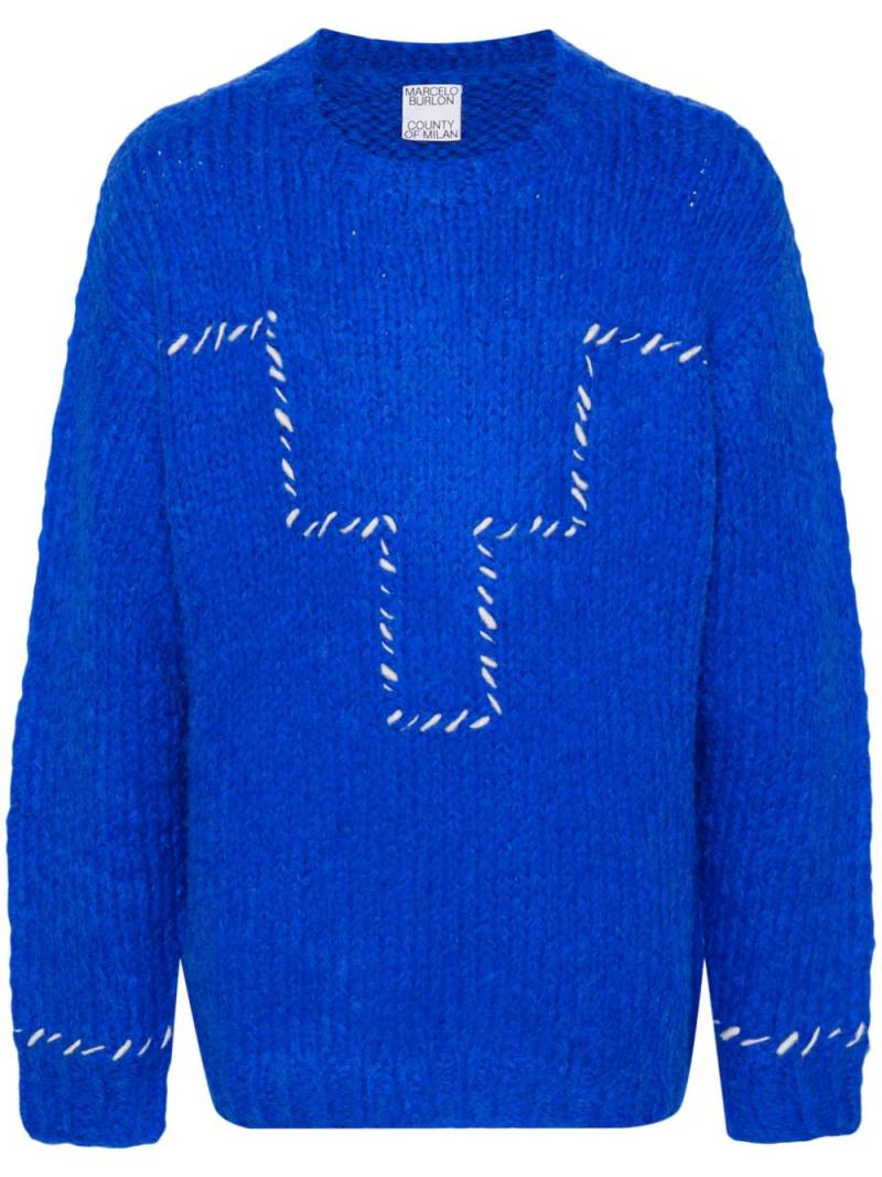 Marcelo Burlon County of Milan logo-embroidered chunky-knit jumper - Blue von Marcelo Burlon County of Milan