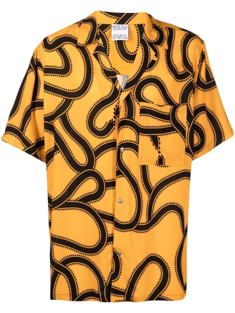 Marcelo Burlon County of Milan snake print short-sleeve shirt - Yellow von Marcelo Burlon County of Milan