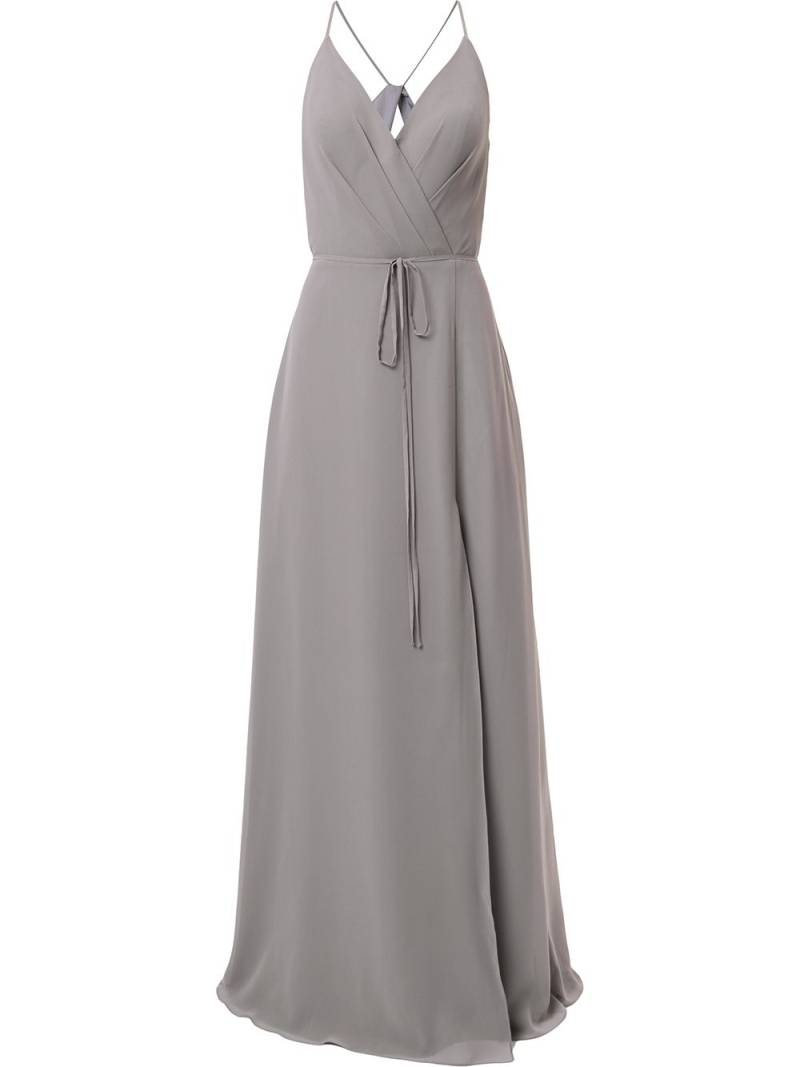 Marchesa Notte Bridesmaids v-neck tie waist evening gown - Grey von Marchesa Notte Bridesmaids