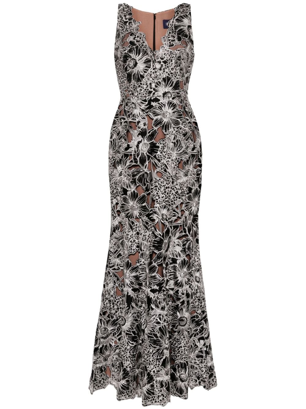 Marchesa Notte Anthousai floral-appliqué mermaid gown - Black von Marchesa Notte