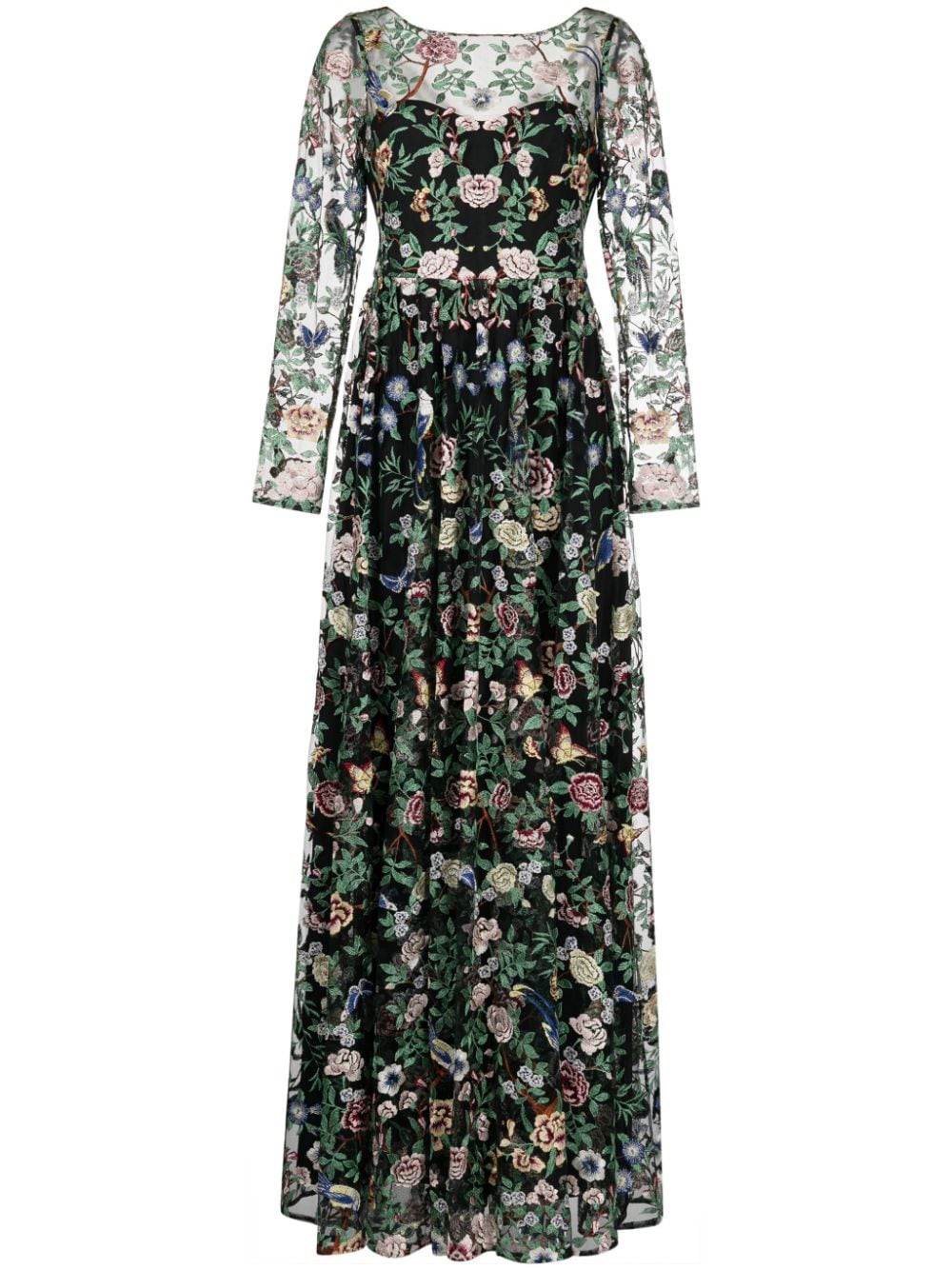 Marchesa Notte Botanical embroidered gown - Black von Marchesa Notte