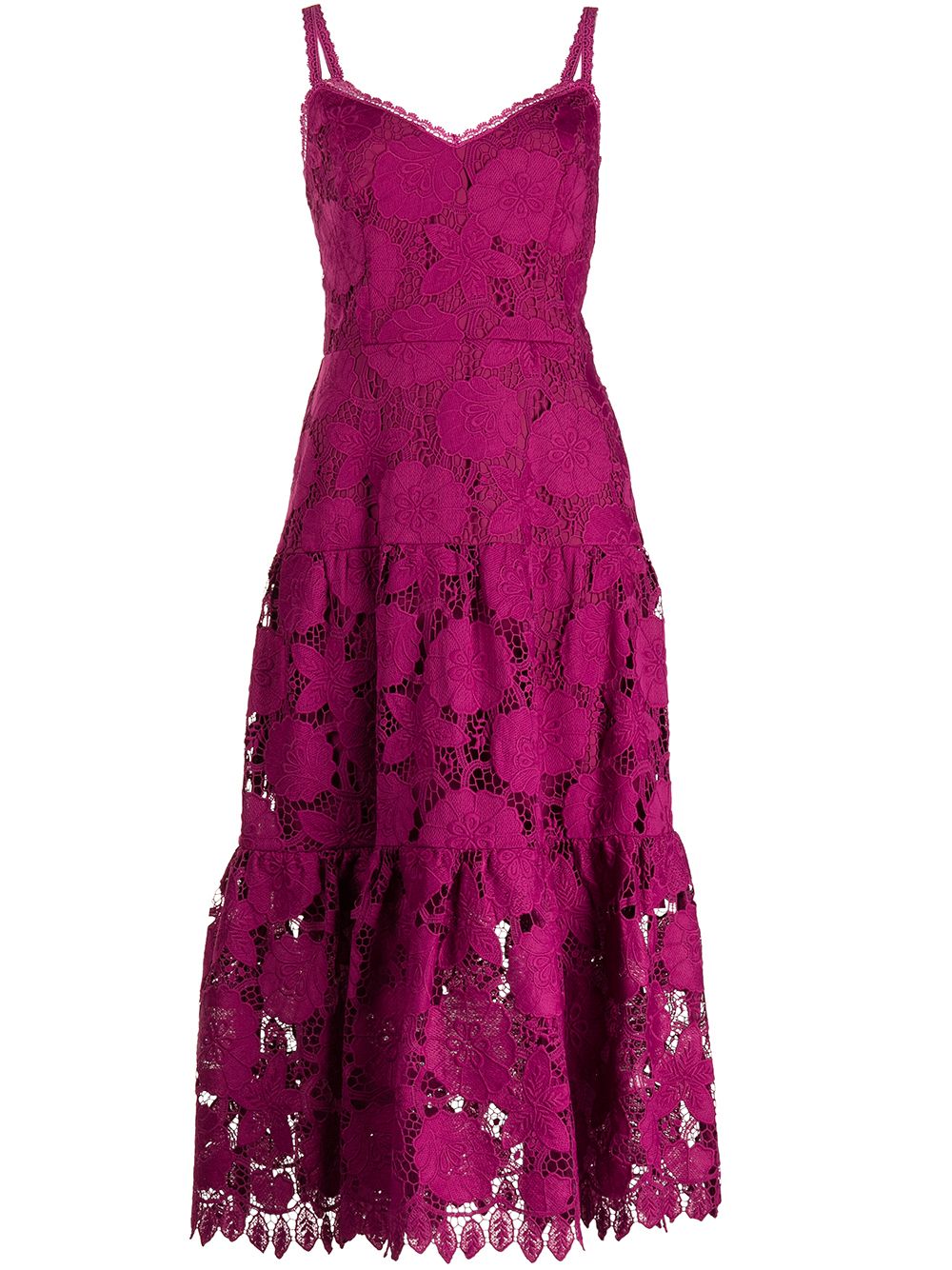 Marchesa Notte broderie anglaise flared dress - Purple von Marchesa Notte