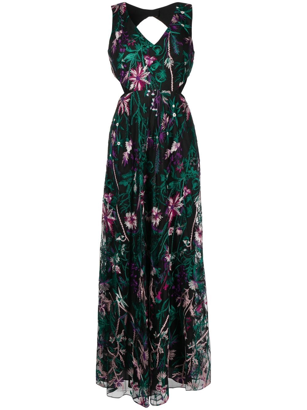 Marchesa Notte cut-out floral-embroidery gown - Black von Marchesa Notte