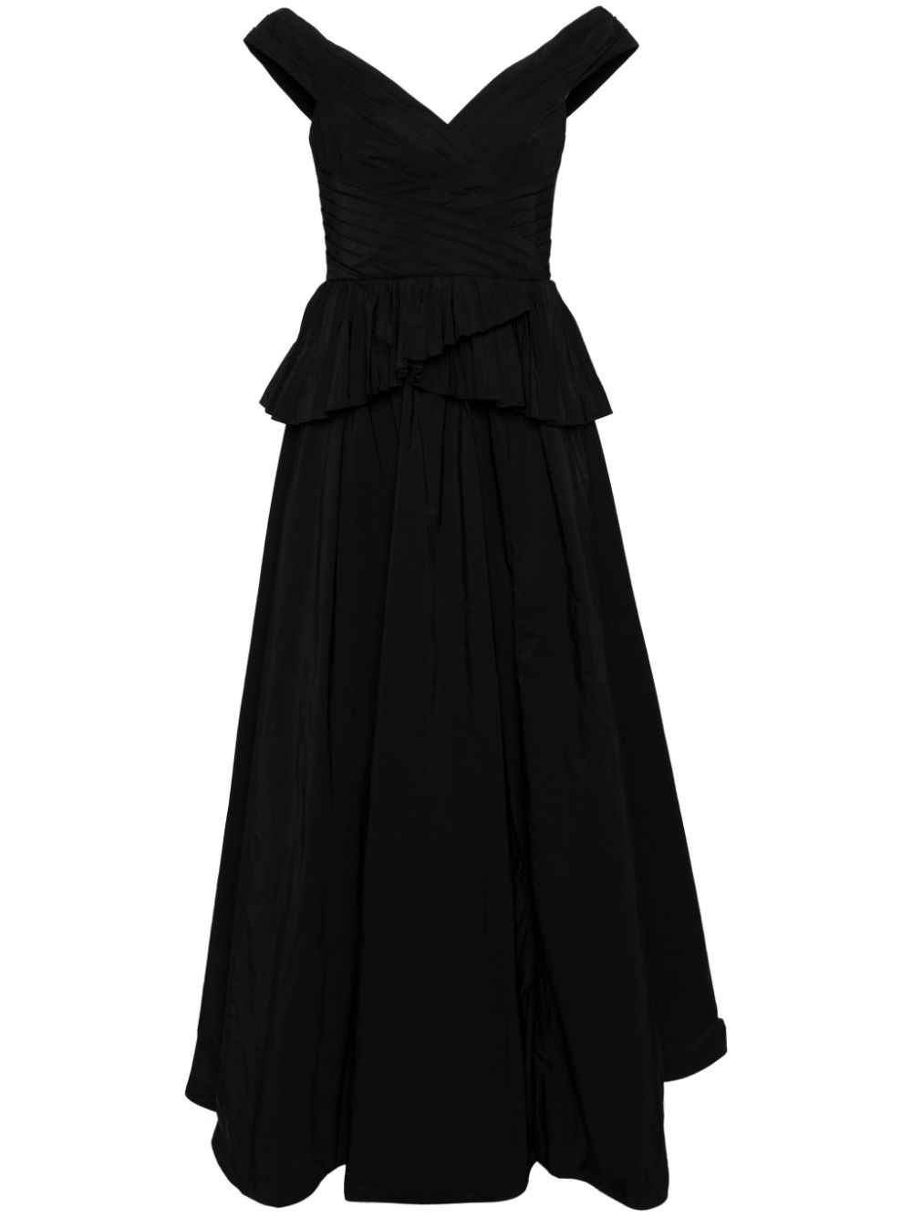 Marchesa Notte draped-detail taffeta gown - Black von Marchesa Notte