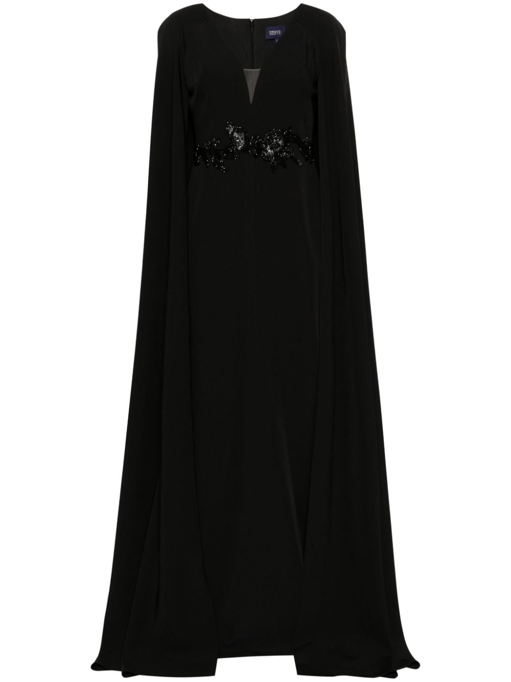 Marchesa Notte floral-appliqué cape gown - Black von Marchesa Notte