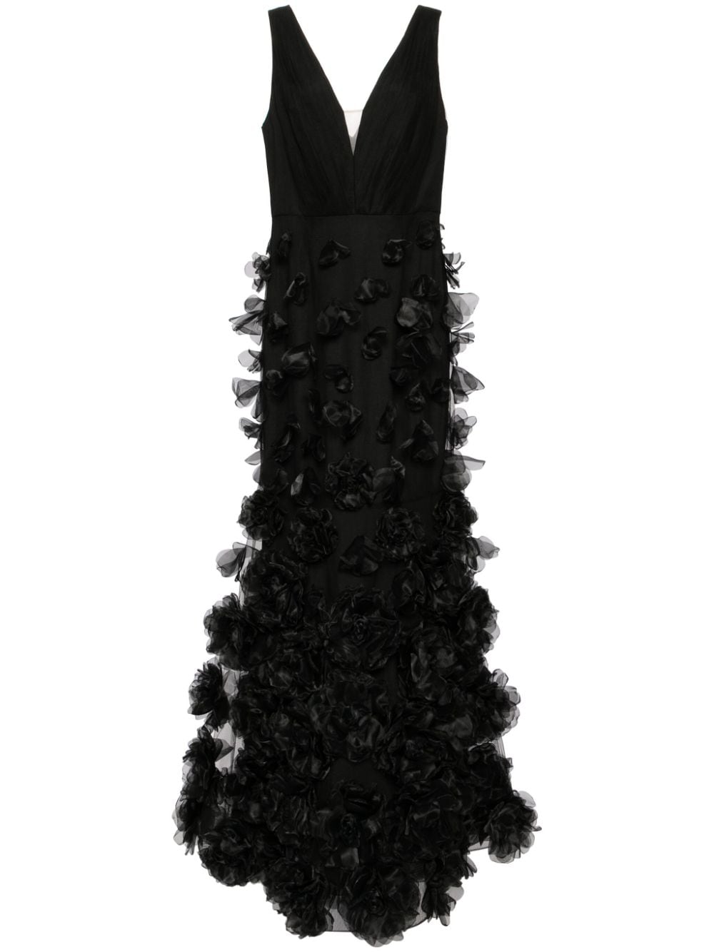 Marchesa Notte floral-appliqué tulle gown - Black von Marchesa Notte