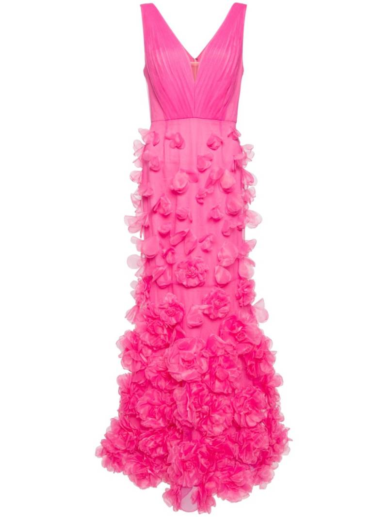 Marchesa Notte floral-appliqué tulle gown - Pink von Marchesa Notte