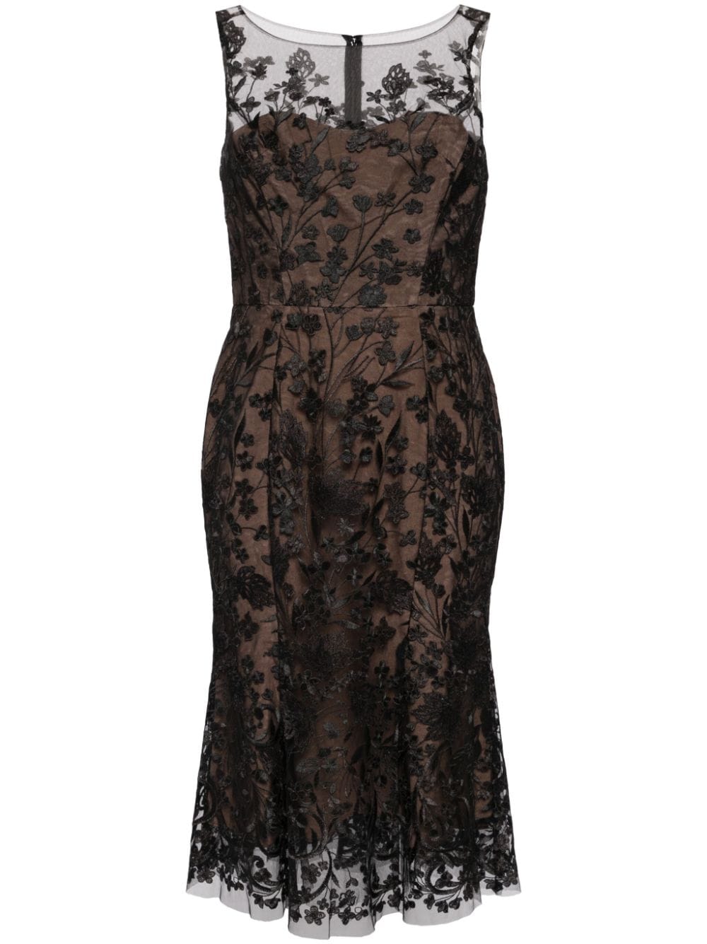 Marchesa Notte floral embroidery midi dress - Black von Marchesa Notte