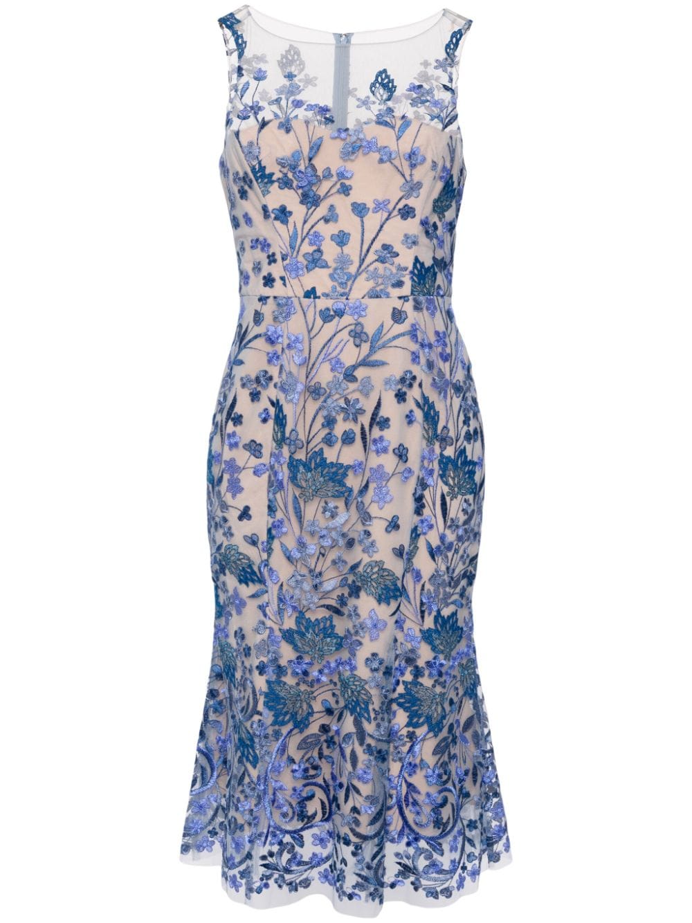 Marchesa Notte floral embroidery midi dress - Blue von Marchesa Notte