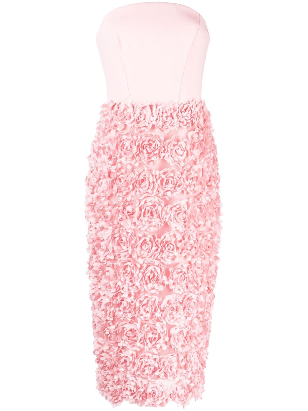 Marchesa Notte floral-embroidery strapless midi dress - Pink von Marchesa Notte