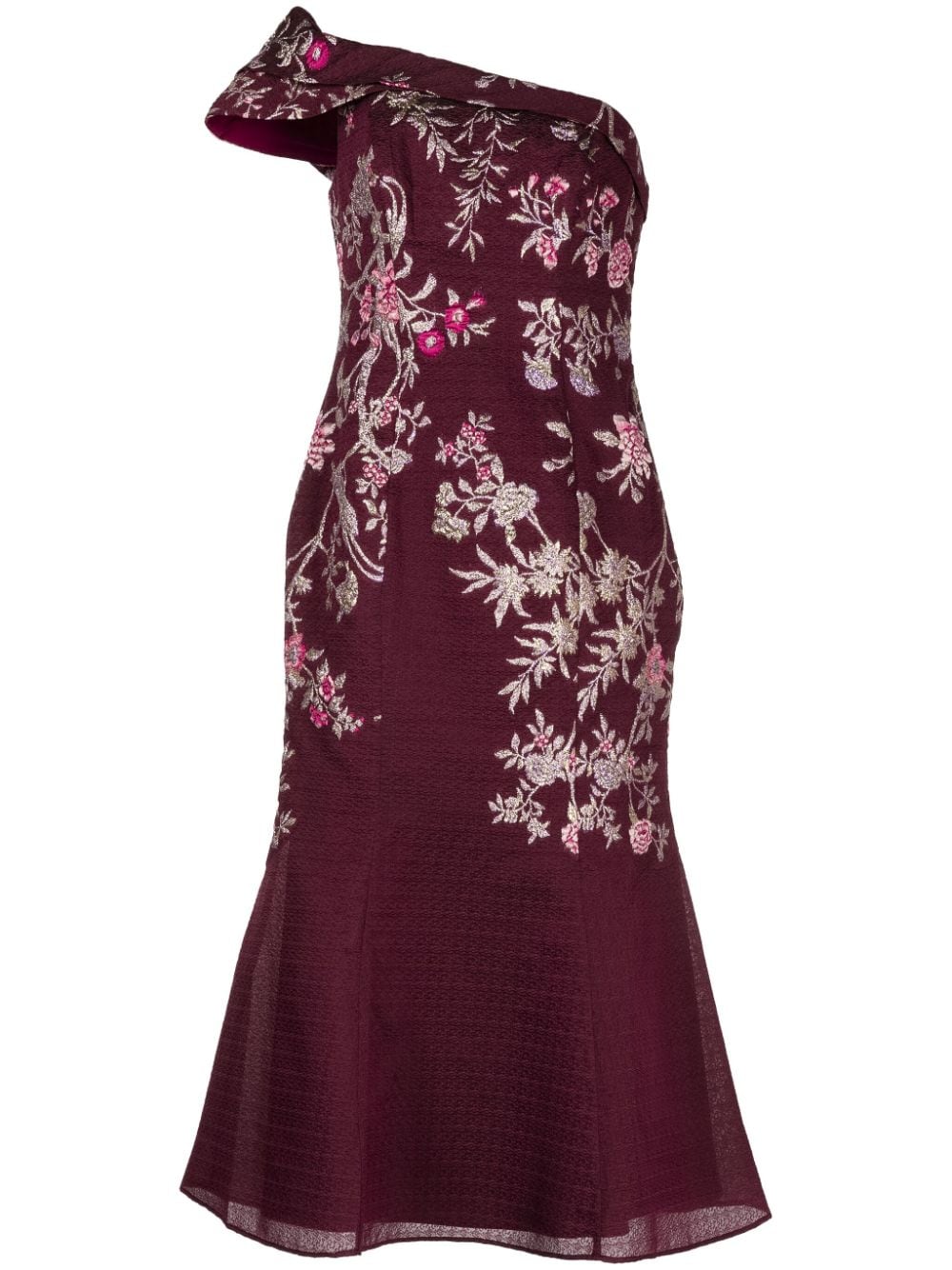 Marchesa Notte floral-embroidery strapless midi dress - Red von Marchesa Notte