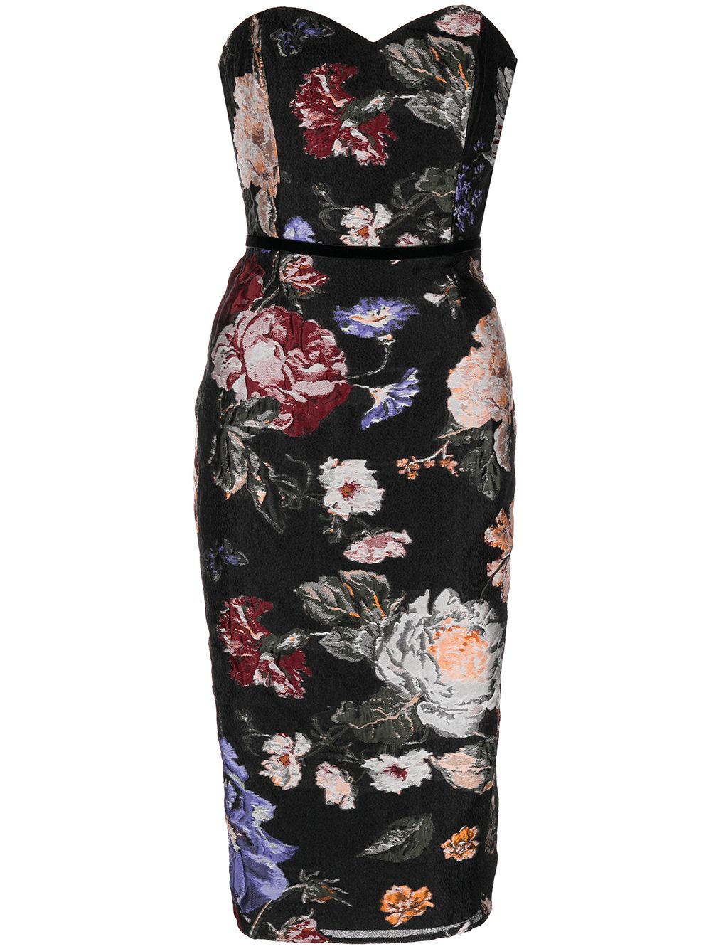 Marchesa Notte floral fil-coupé dress - Black von Marchesa Notte