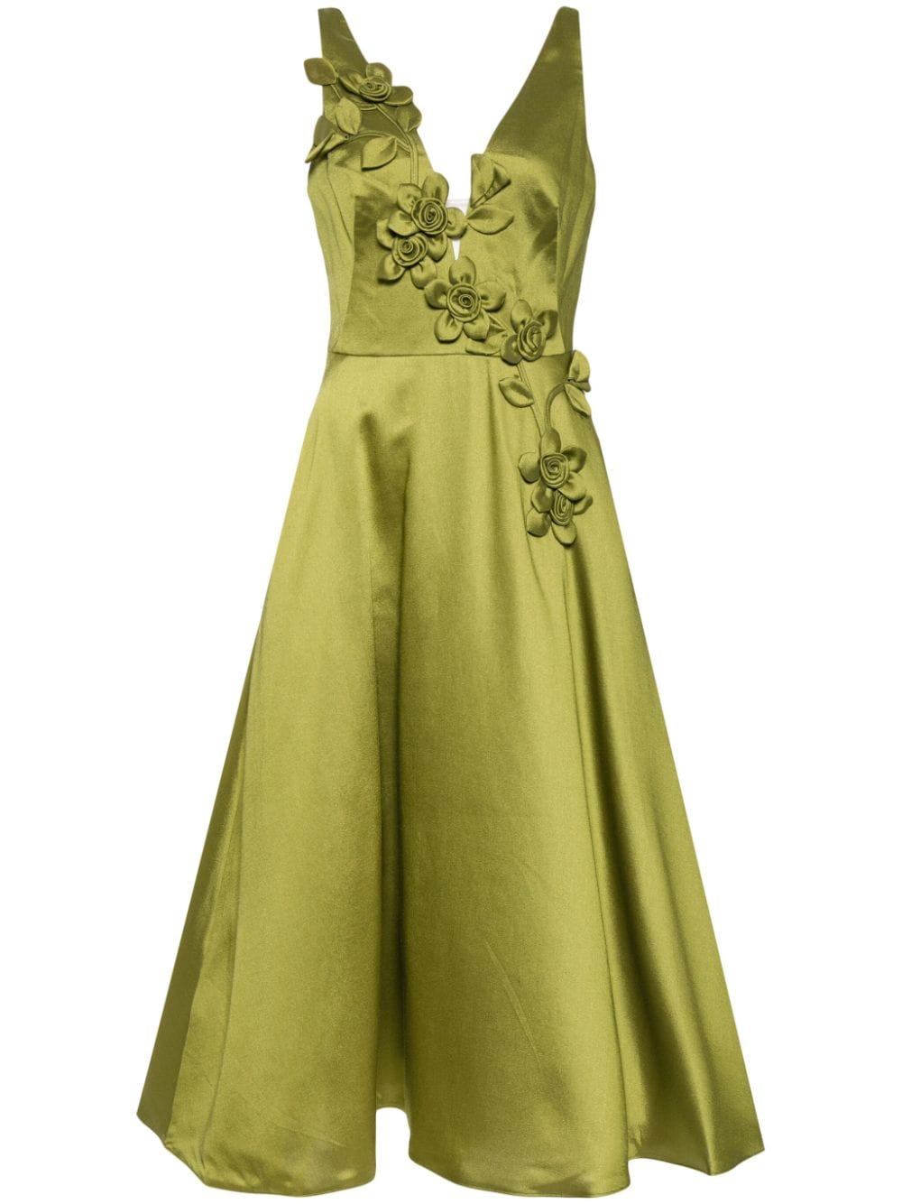 Marchesa Notte floral mikado midi dress - Green von Marchesa Notte