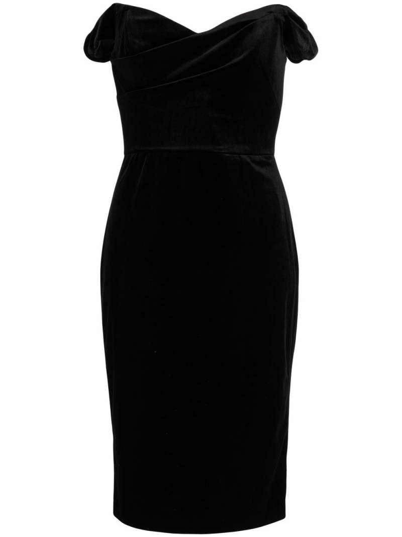 Marchesa Notte off-shoulder velvet pencil dress - Black von Marchesa Notte