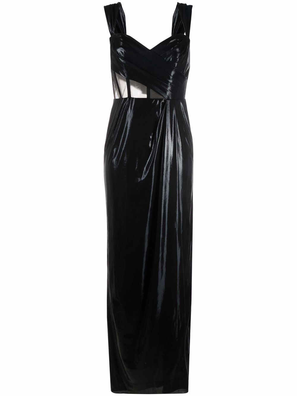 Marchesa Notte sheer-panel sleeveless dress - Black von Marchesa Notte