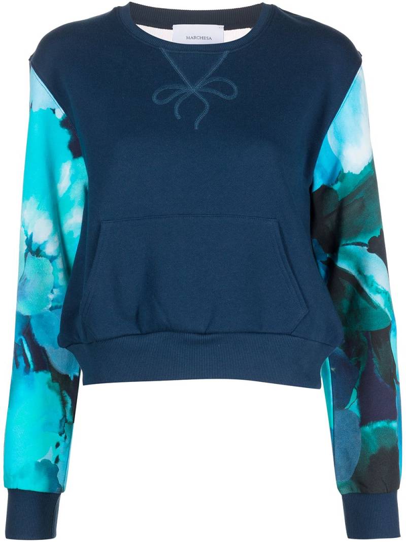 Marchesa Notte sheer panel sweatshirt - Blue von Marchesa Notte