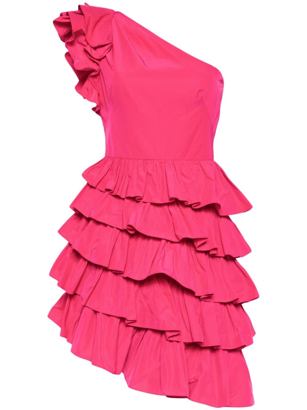 Marchesa Notte taffeta one-shoulder tiered mini dress - Pink von Marchesa Notte