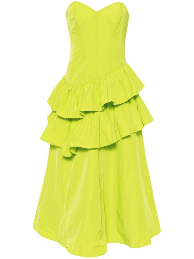 Marchesa Notte taffeta tiered midi dress - Green von Marchesa Notte