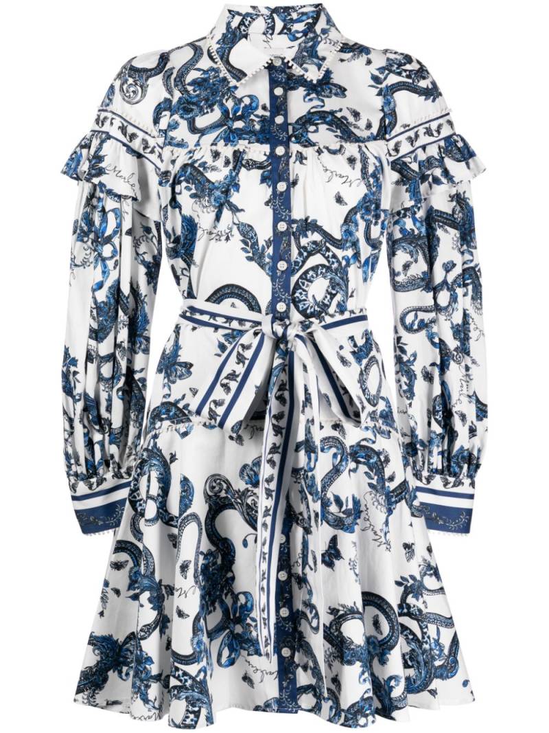 Marchesa Rosa Laurel floral-print shirt dress - Blue von Marchesa Rosa