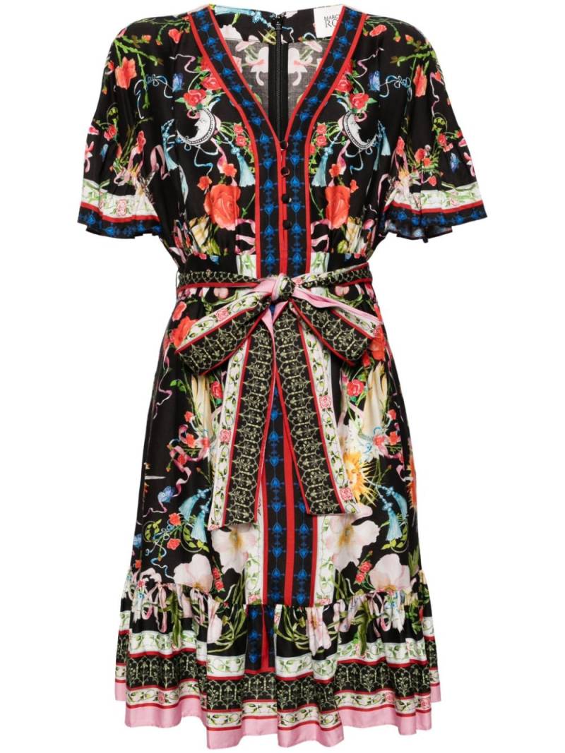 Marchesa Rosa Zea floral-print belted dress - Black von Marchesa Rosa