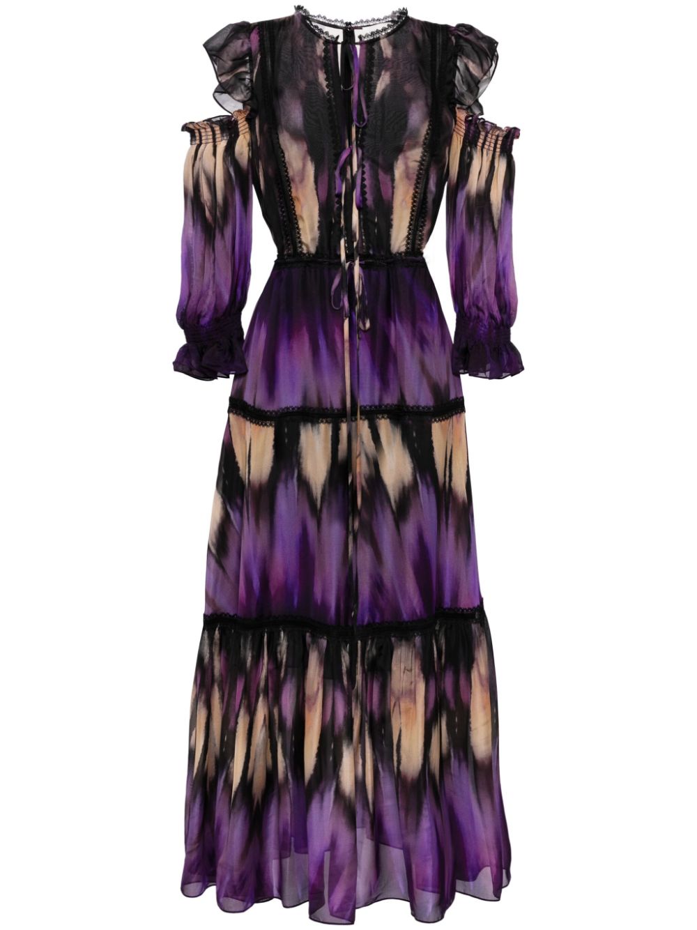 Marchesa Rosa printed cold-shoulder dress - Purple von Marchesa Rosa