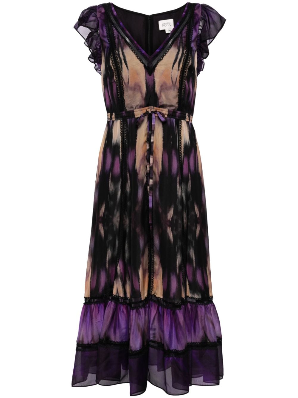 Marchesa Rosa printed ruffle-sleeved dress - Purple von Marchesa Rosa