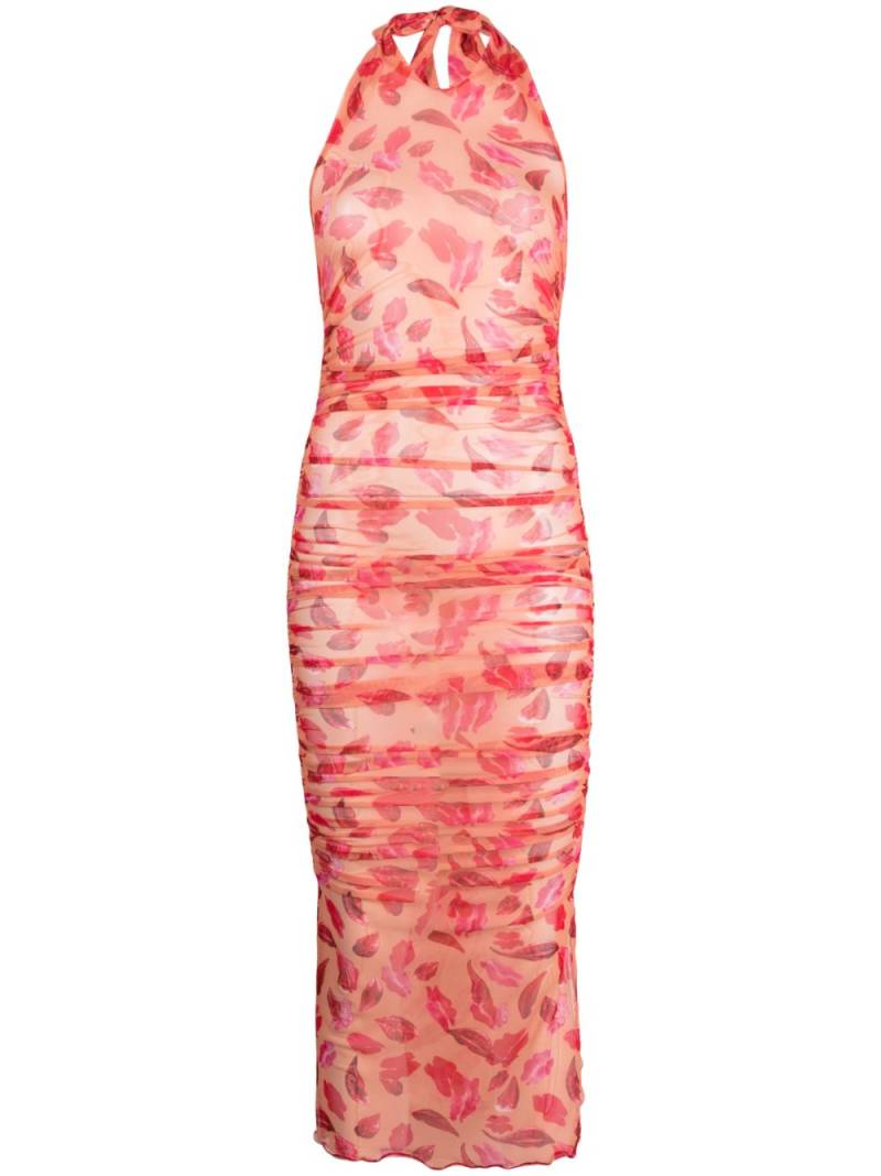 Marco Rambaldi graphic-print halterneck midi dress - Orange von Marco Rambaldi