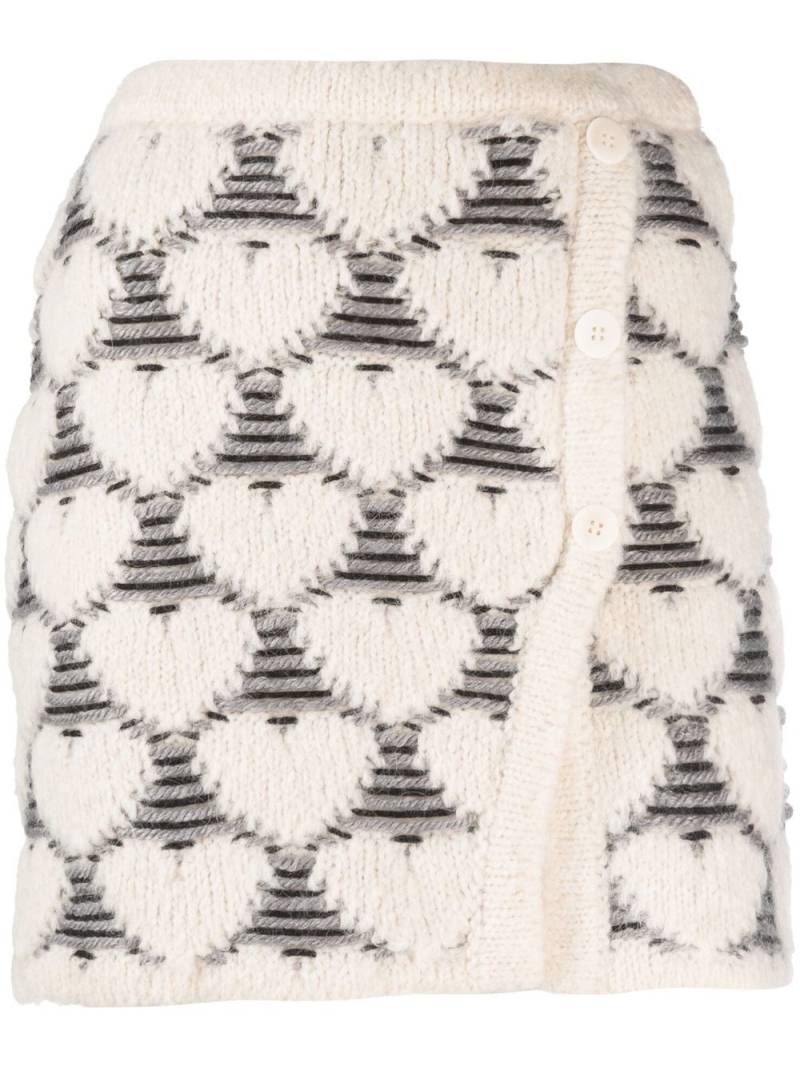 Marco Rambaldi heart-embroidery knit skirt - White von Marco Rambaldi