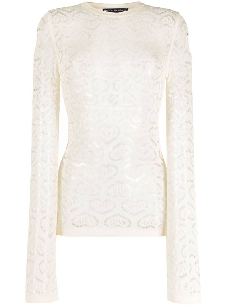 Marco Rambaldi heart-motif long-sleeved top - White von Marco Rambaldi