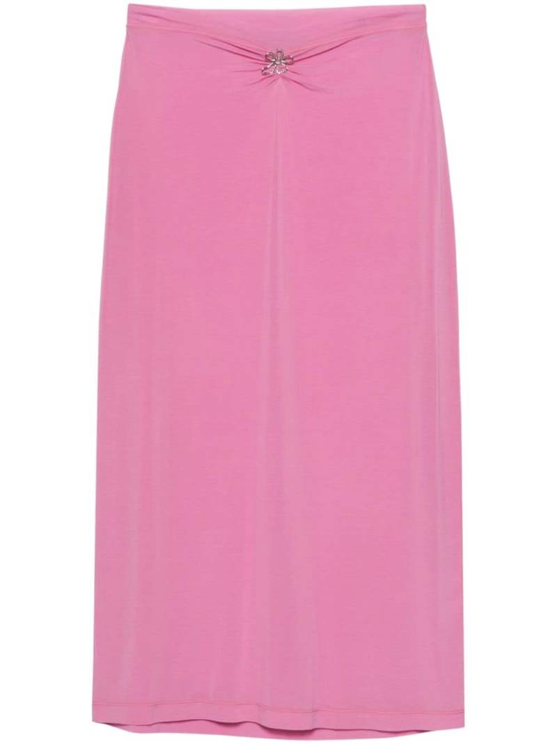 Margherita MACCAPANI floral-appliqué jersey midi skirt - Pink von Margherita MACCAPANI