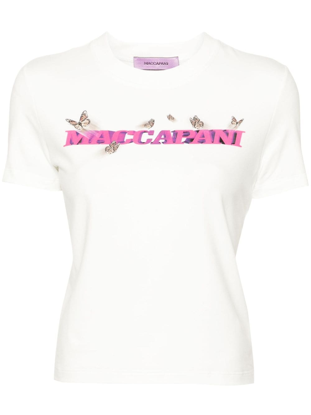 Margherita MACCAPANI logo-print cropped T-shirt - Neutrals von Margherita MACCAPANI