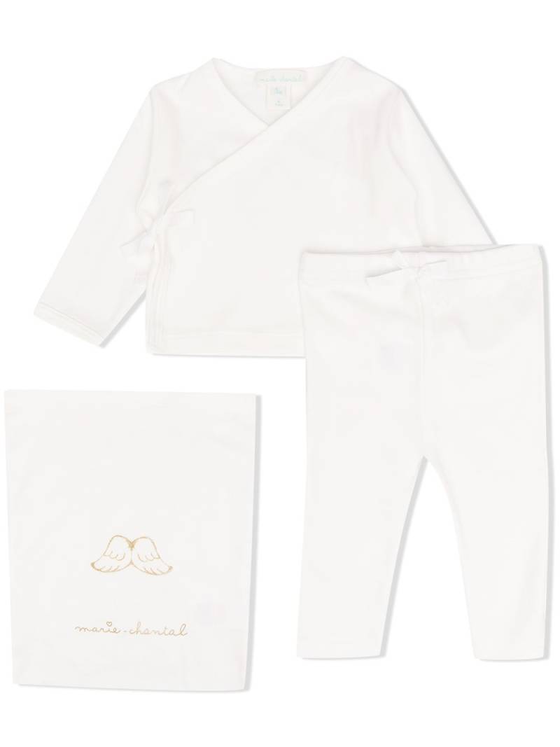 Marie-Chantal V-neck cotton two-piece set - White von Marie-Chantal