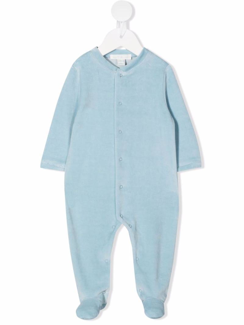 Marie-Chantal Angel Wing appliqué velour babygrow - Blue von Marie-Chantal