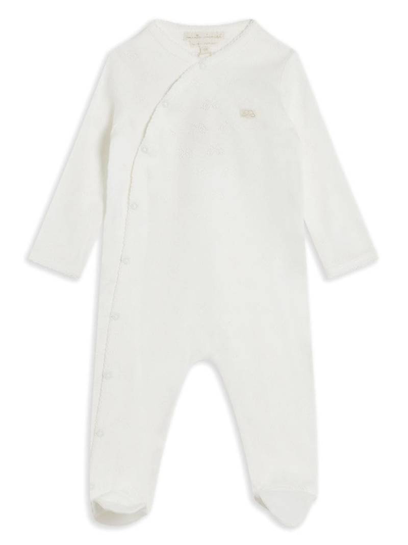 Marie-Chantal pointelle trim sleepsuit - White von Marie-Chantal